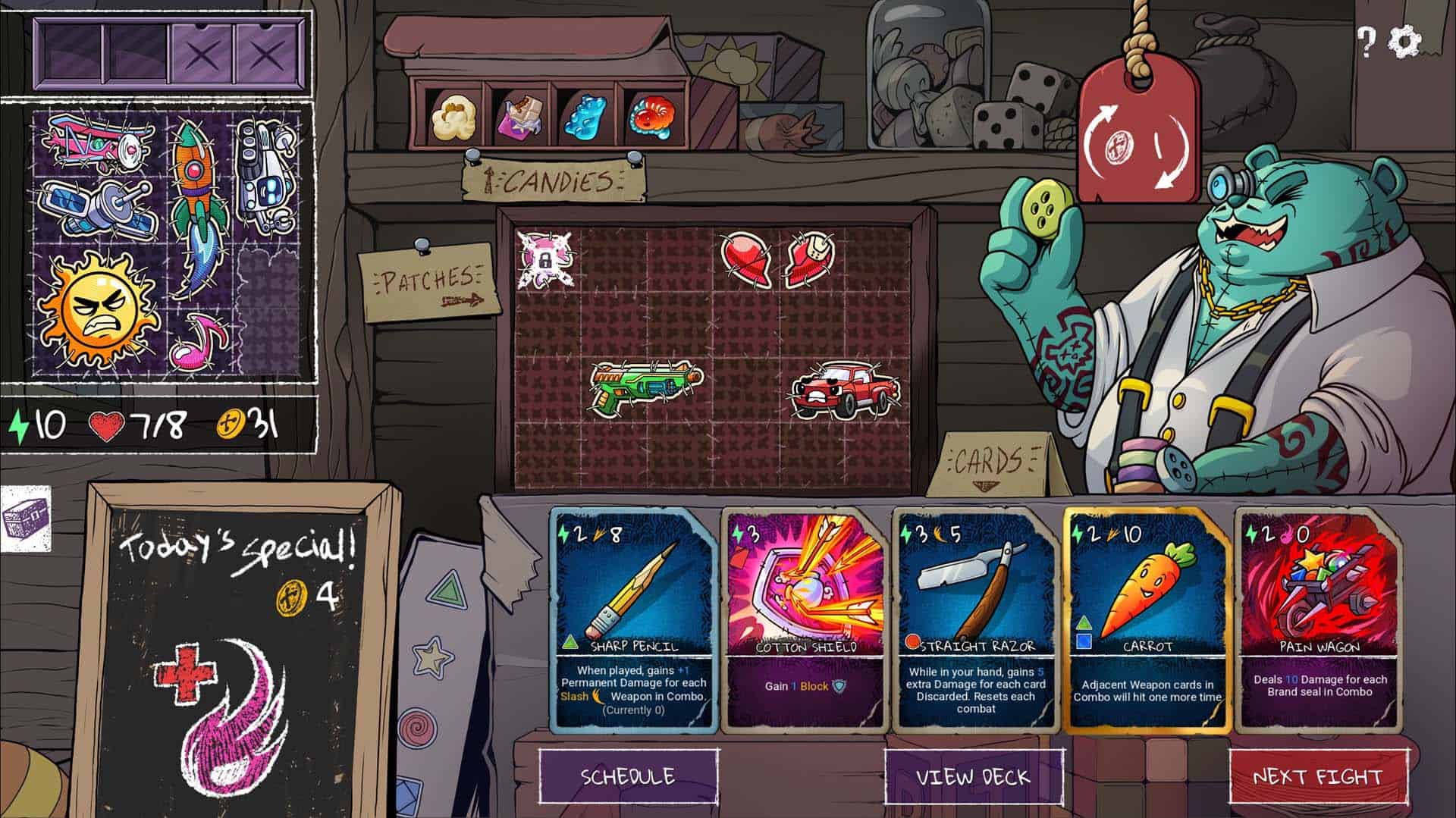 A screenshot of the store in Bearly Brave