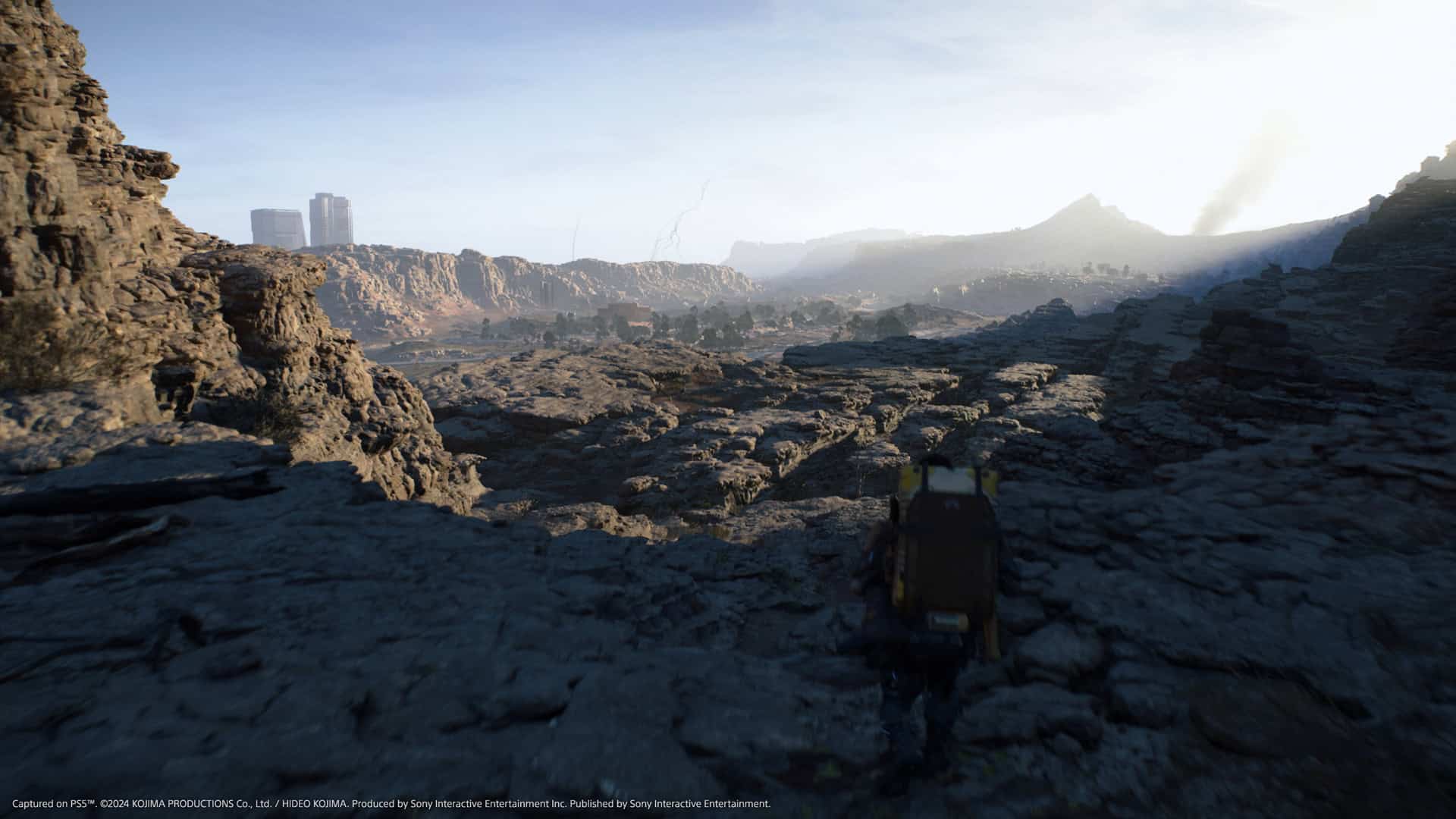 A screenshot of traversal in Death Stranding 2.