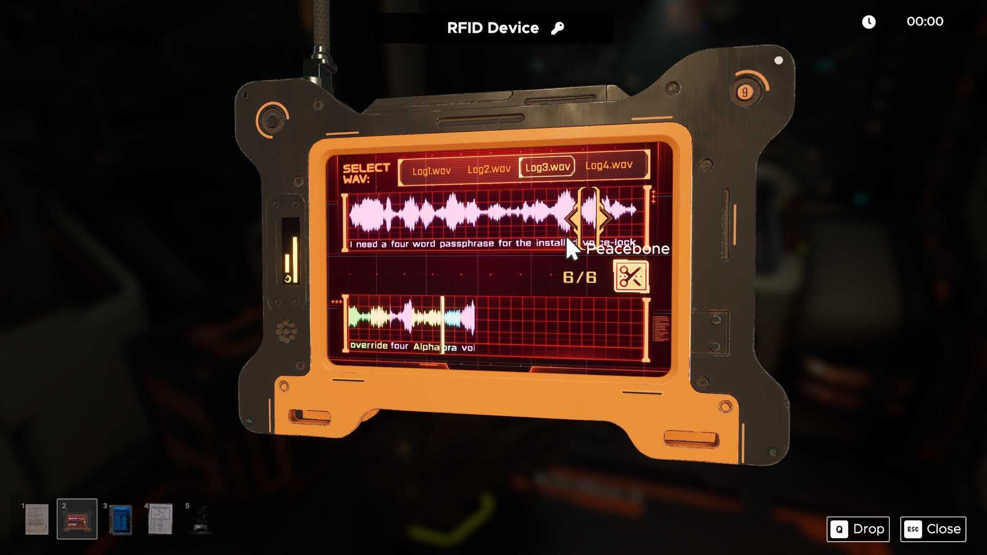 A screenshot of an audio-based puzzle in the Starship EOS location in Escape Simulator 2