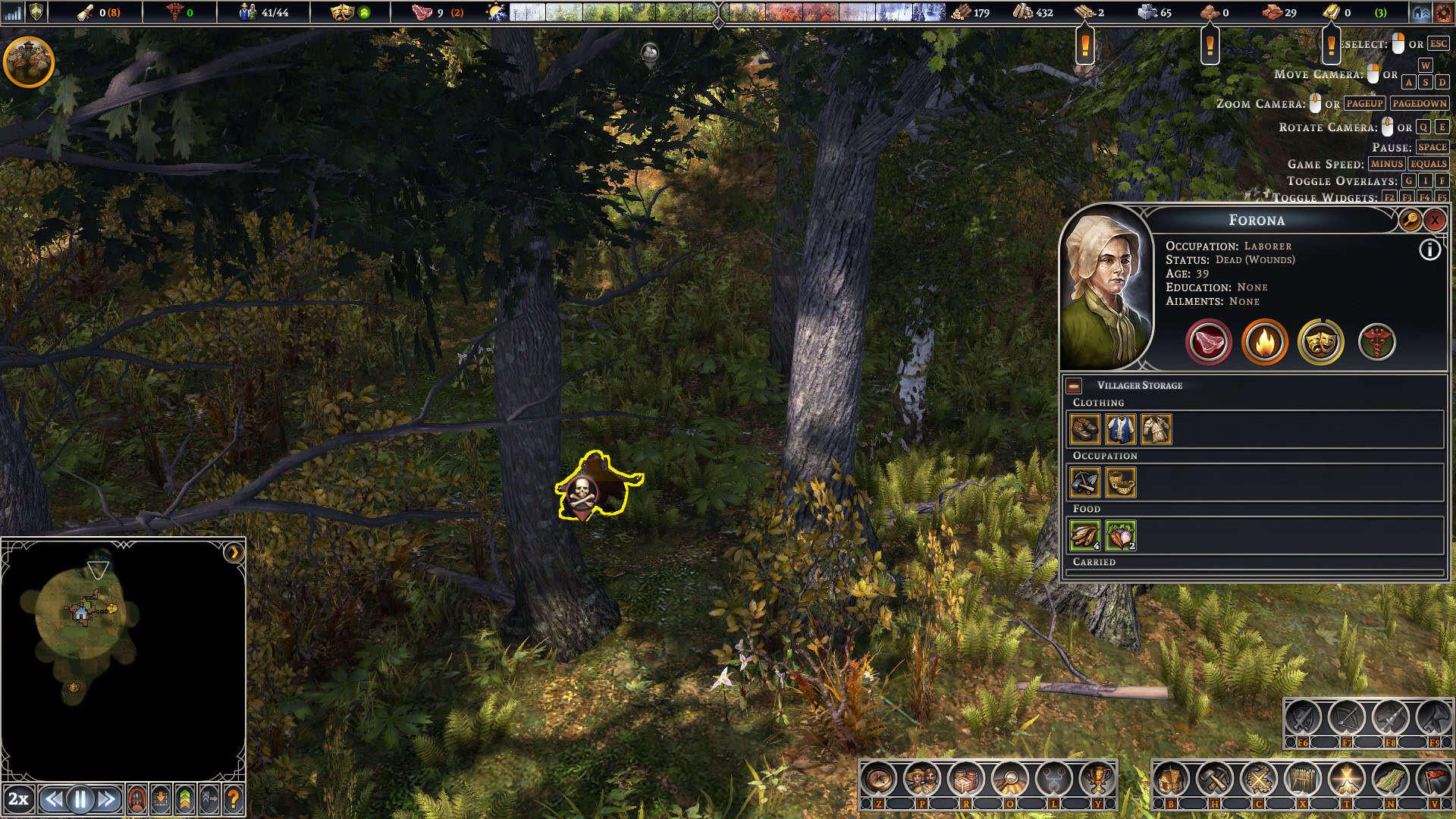 A screenshot of a deceased character next to a bear in the woods.