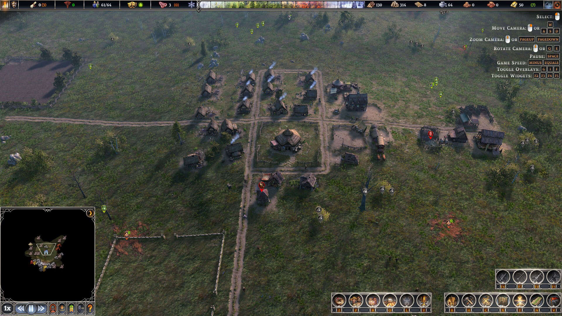A screenshot of a Farthest Frontier town.