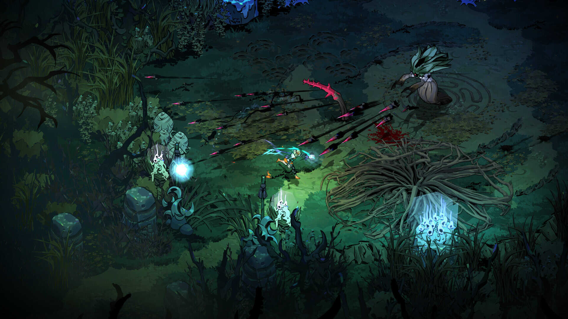 A screenshot of combat in Hades II
