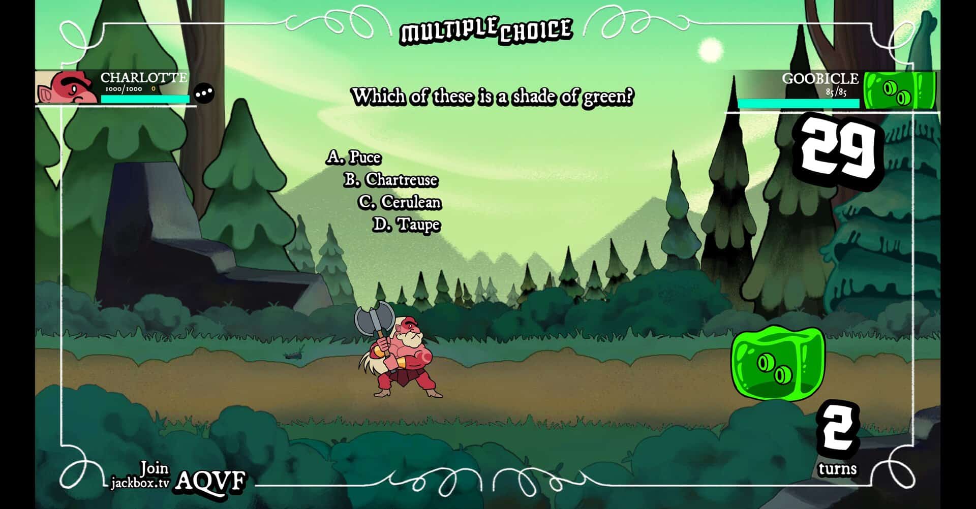 Jackbox Party Pack 11's Legends of Trivia game.