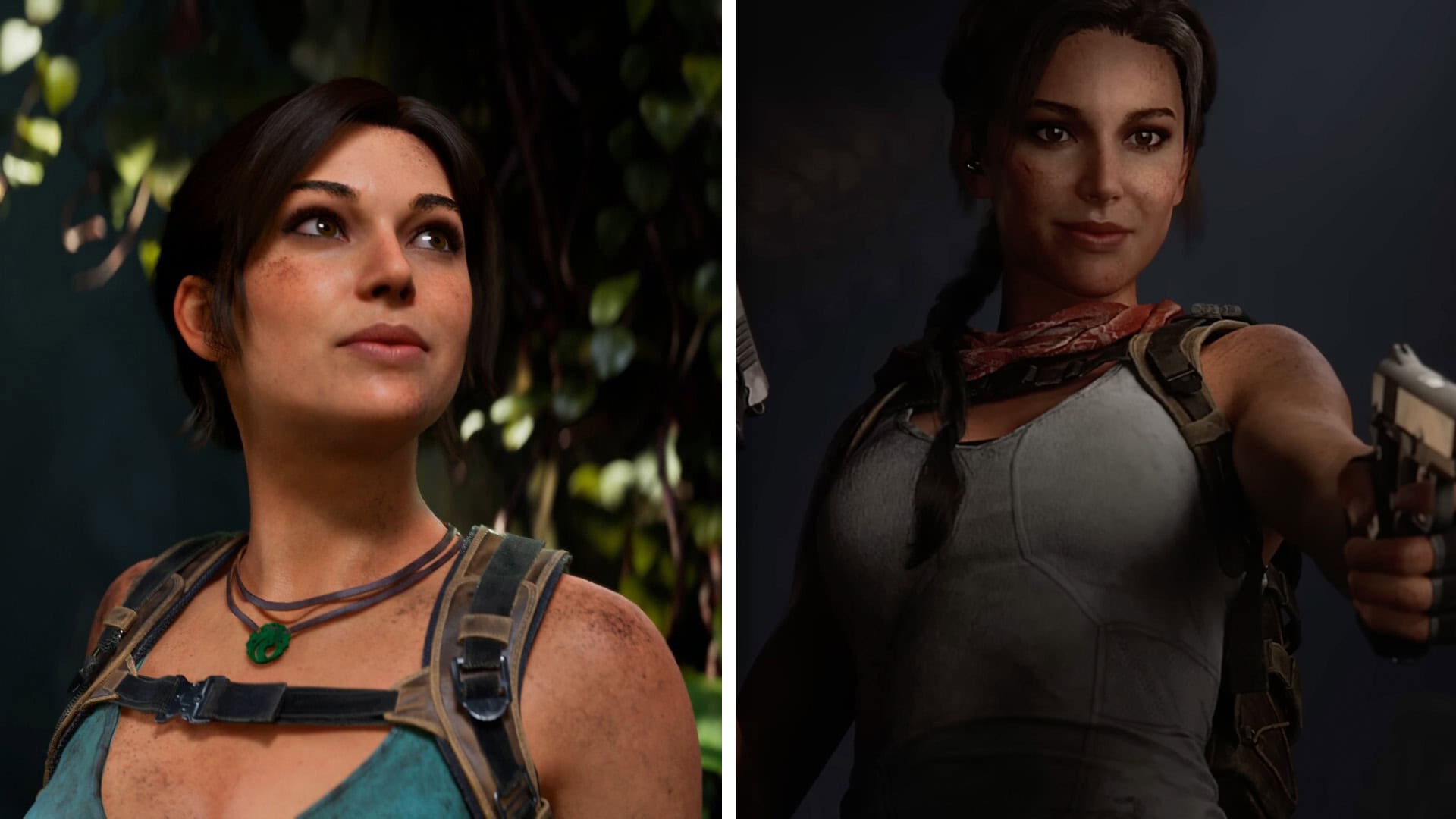 Lara Croft in Tomb Raider Legacy of Atlantis and Catalyst side by side image
