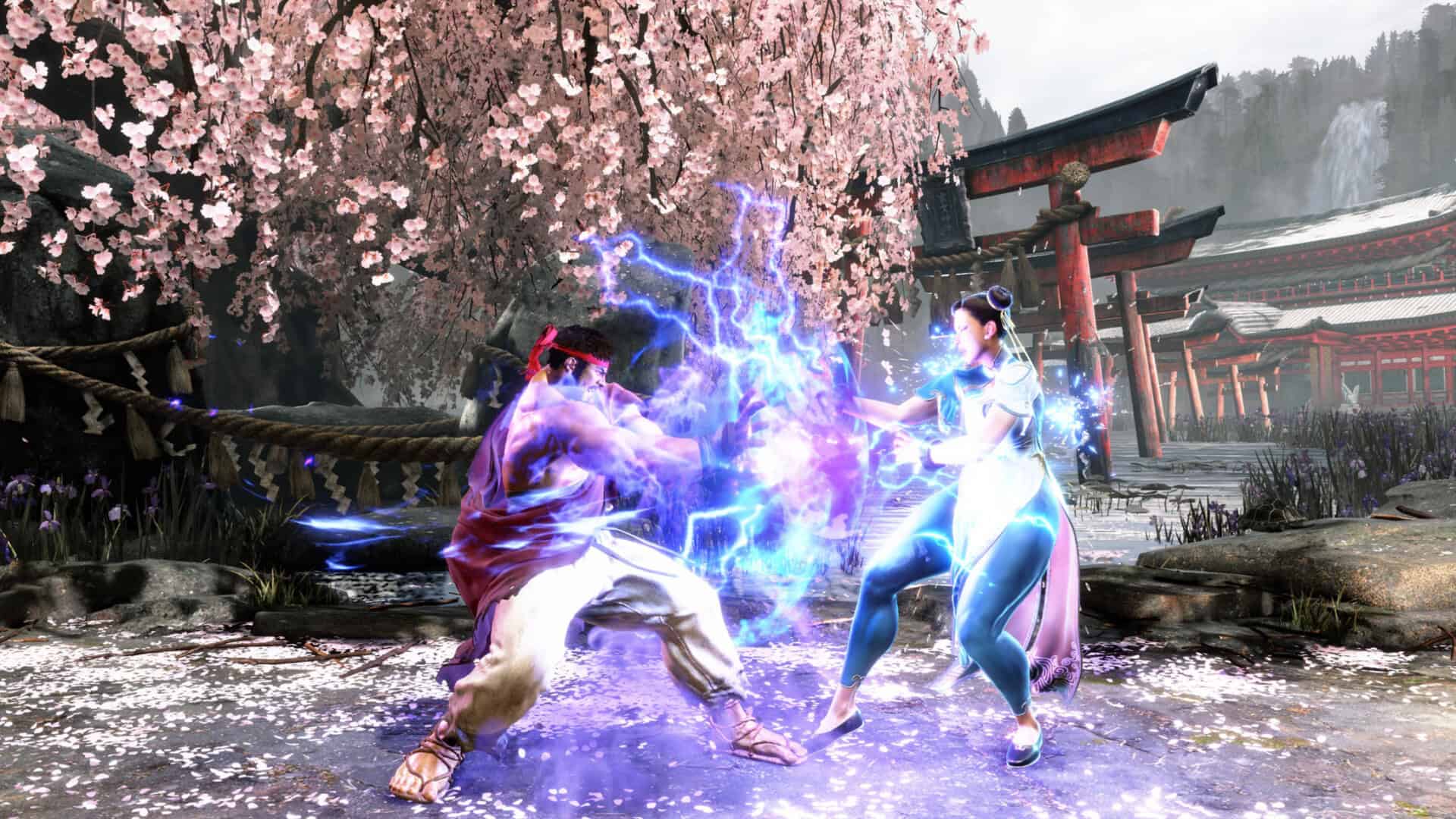 Ryu and Chun-Li fight in SF6.