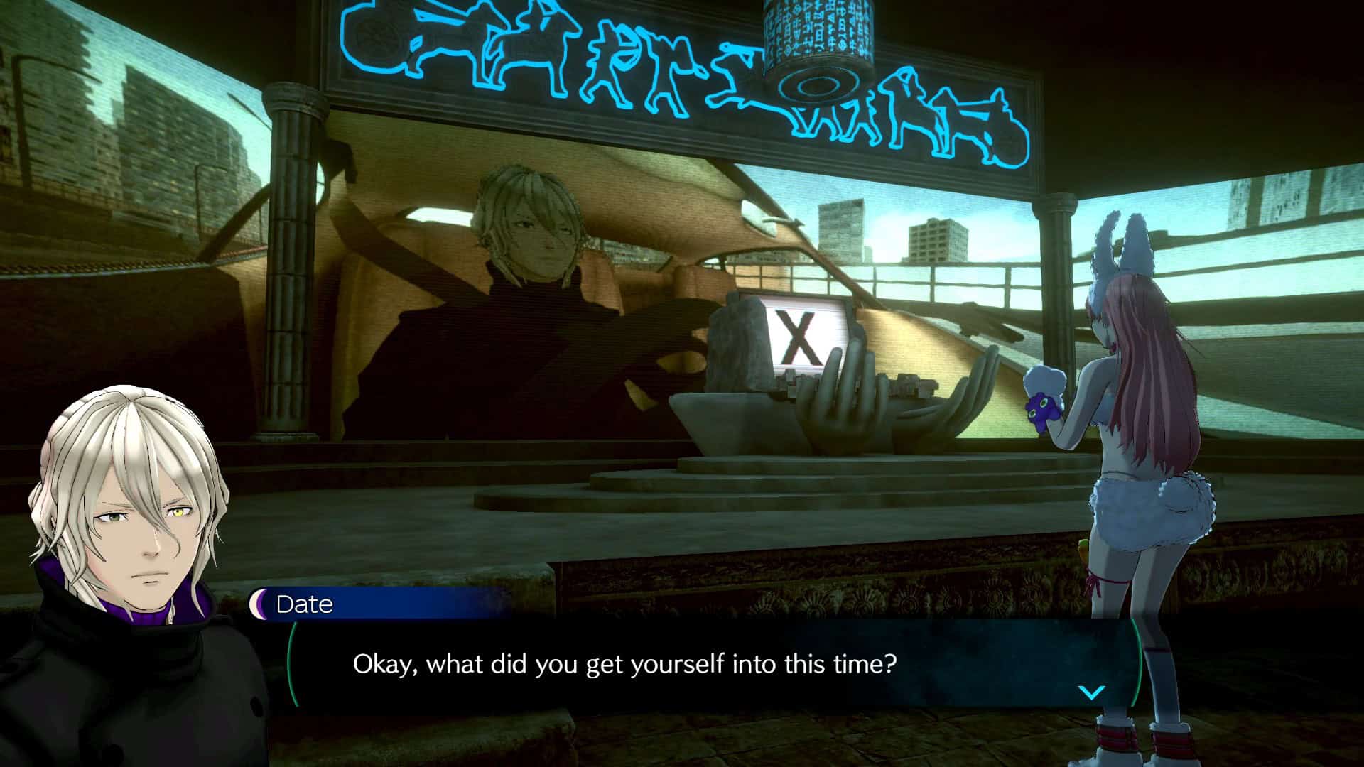 A screenshot of dialogue from No Sleep For Kaname Date