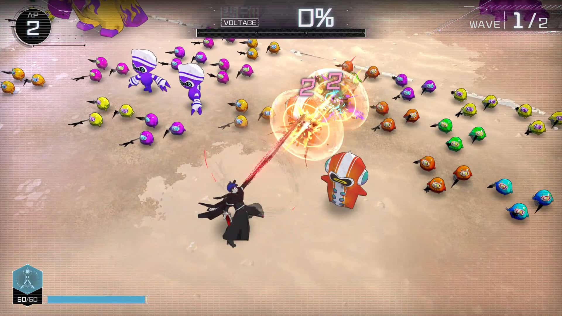 A screenshot of battle in The Hundred Line.
