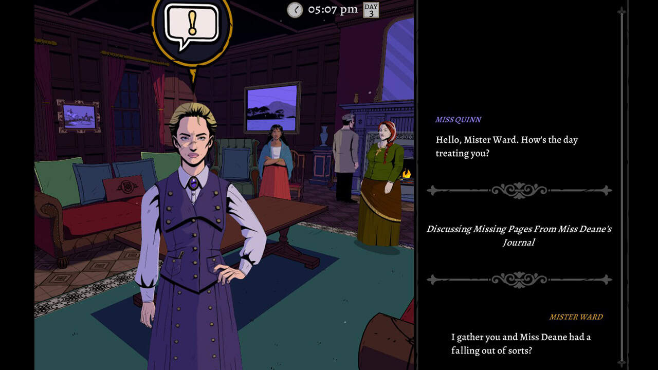 A screenshot of a conversation in The Seance of Blake Manor.