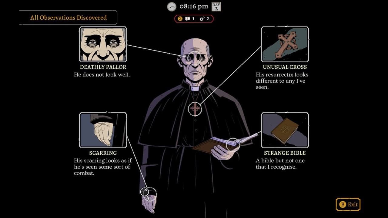A screenshot of The Seance of Blake Manor's 'observation' screen.