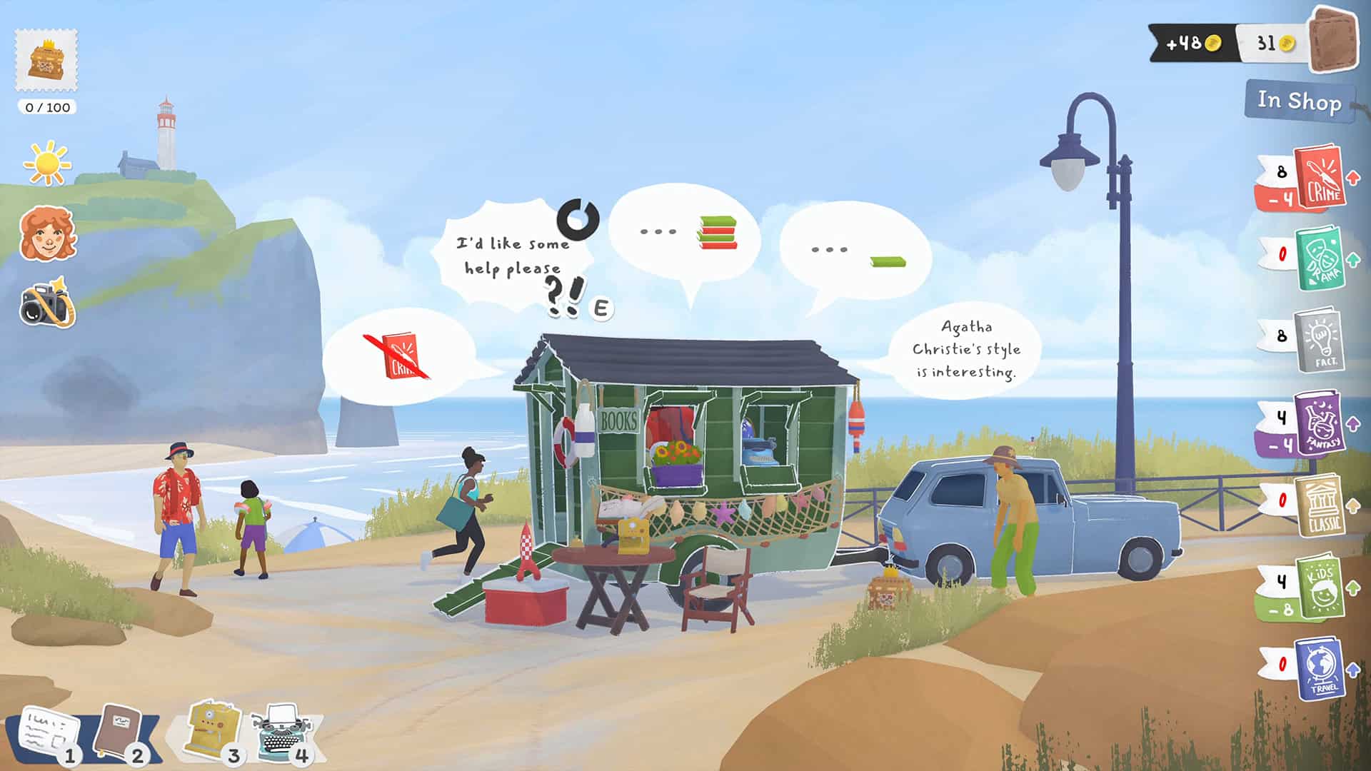 A screenshot of the titular tiny bookshop.