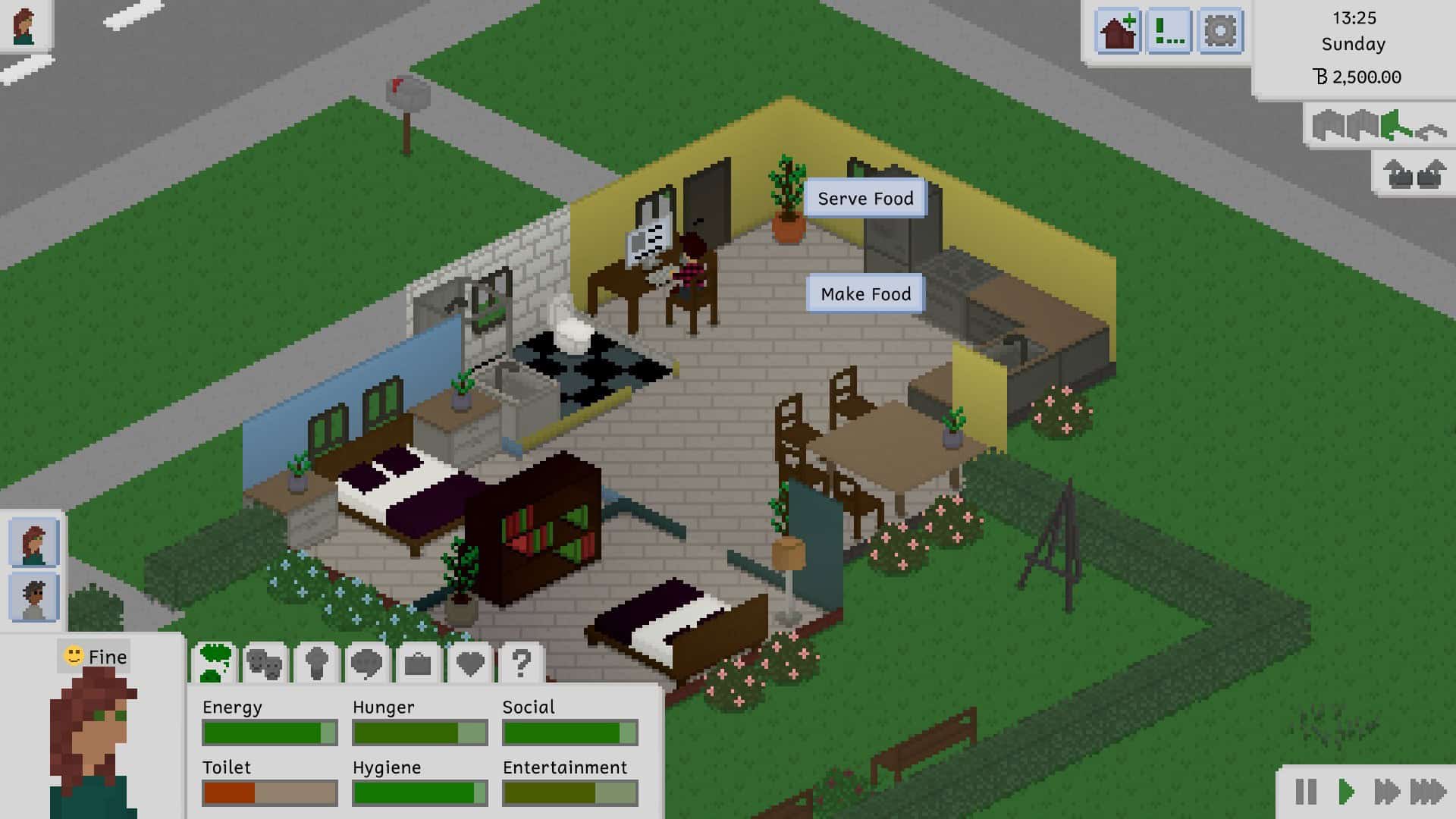 An old-school pixel art game resembling a house from a 90s PC game.