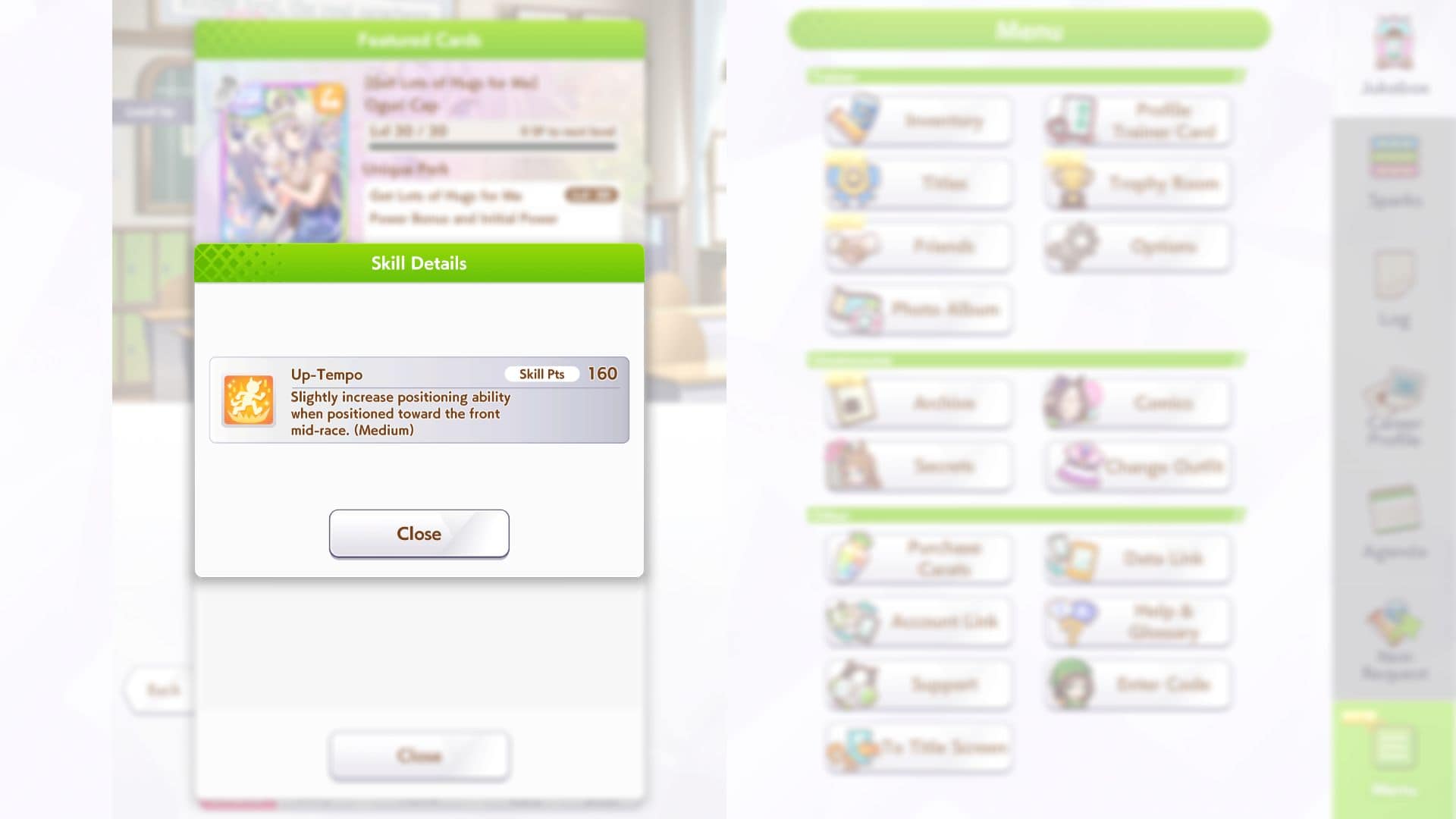 Up-Tempo Skill in Umamusume Pretty Derby.