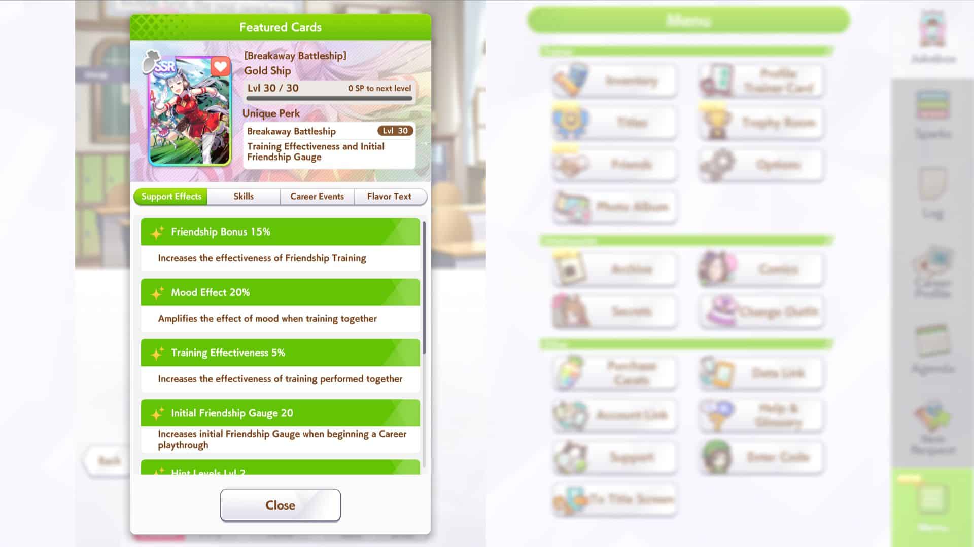 Gold Ship Stamina card
