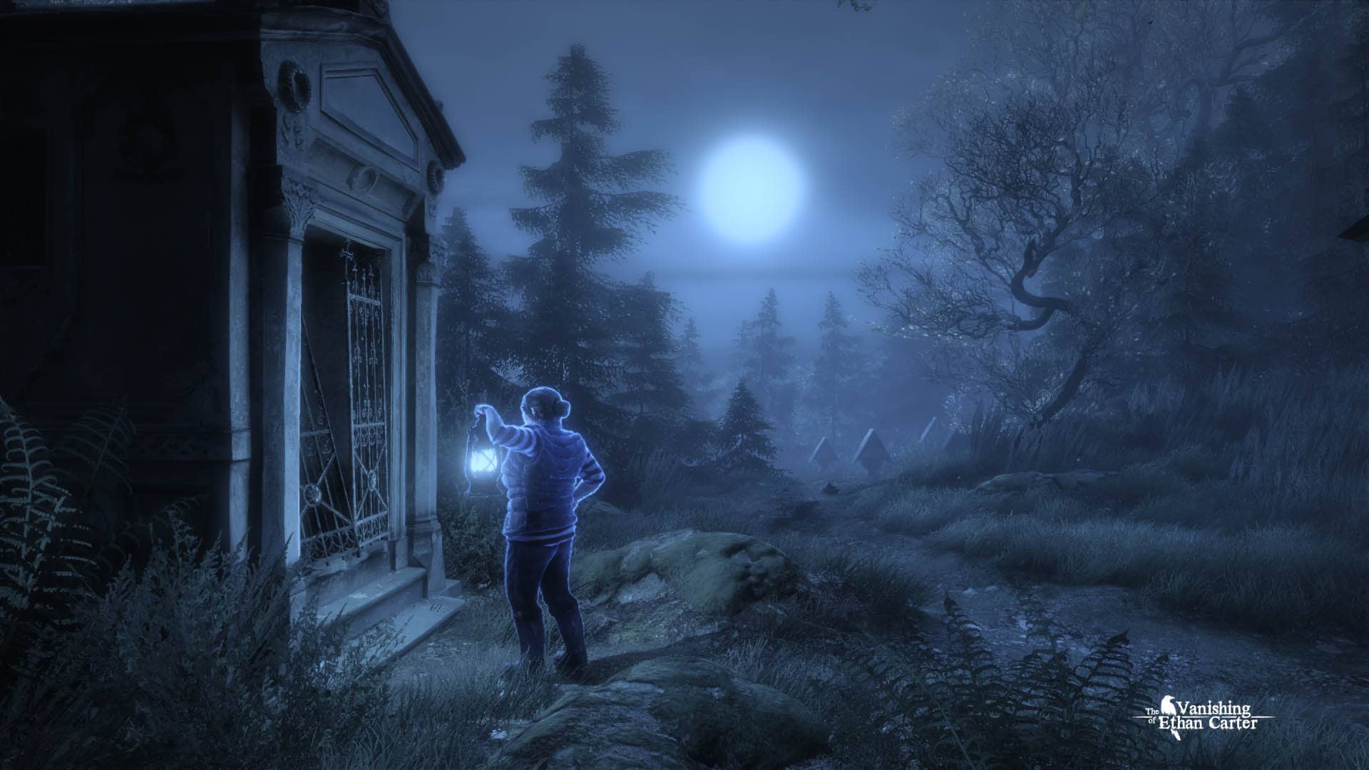 A screenshot of the backstory ghosts in The Vanishing of Ethan Carter