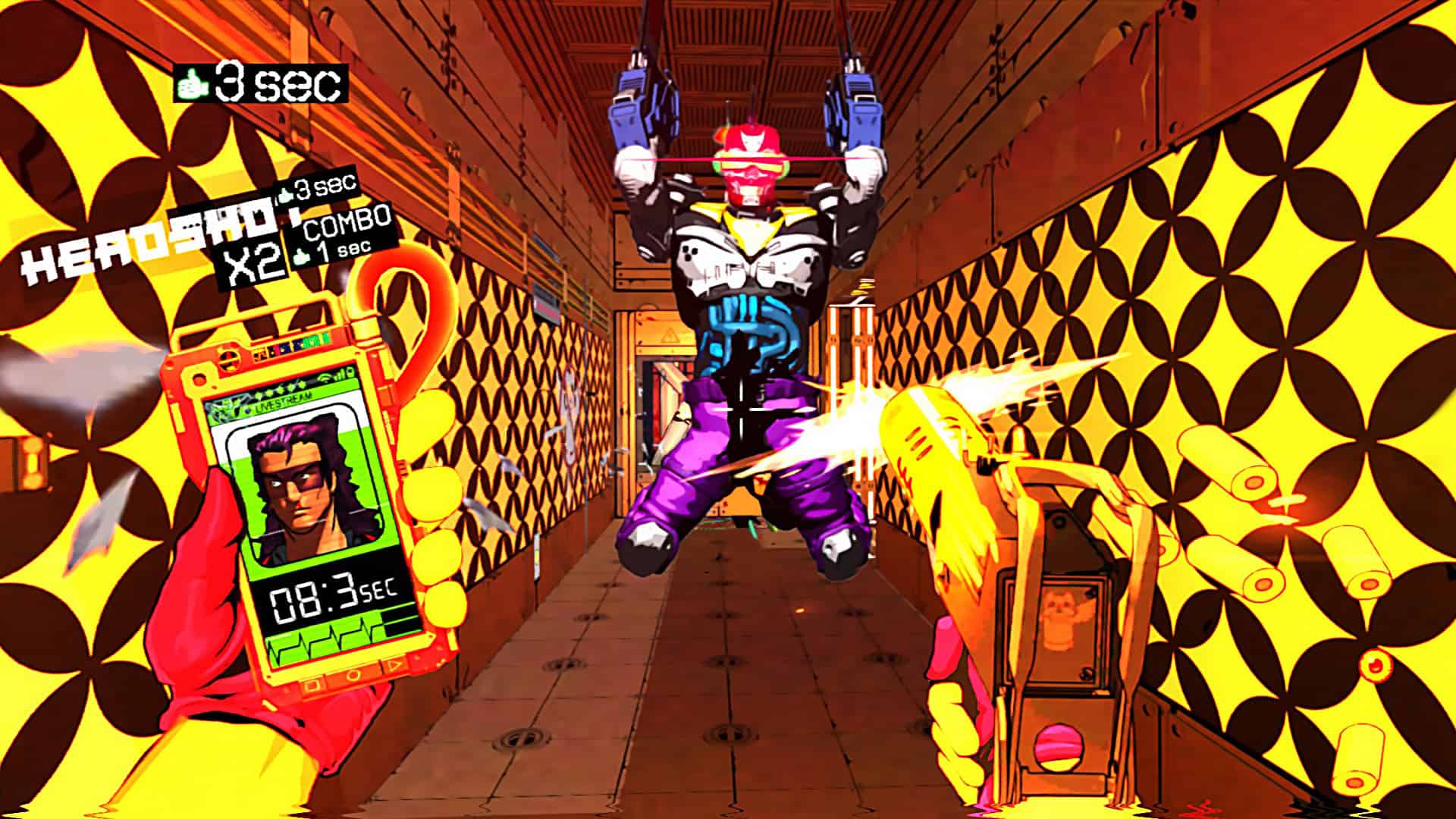 A screenshot of action in Mullet Madjack