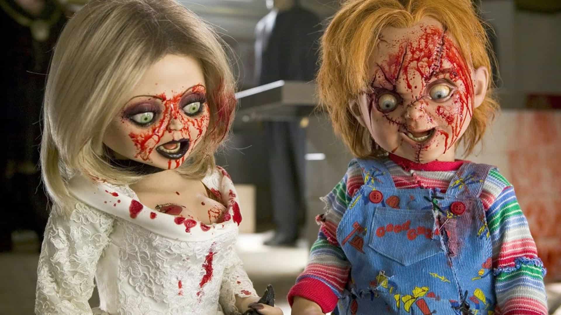 Chucky and Tiffany covered in blood from Seed of Chucky