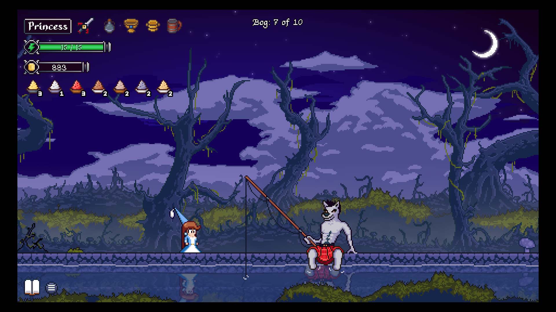 Meeting a wolf in the Bog in Hungry Horrors