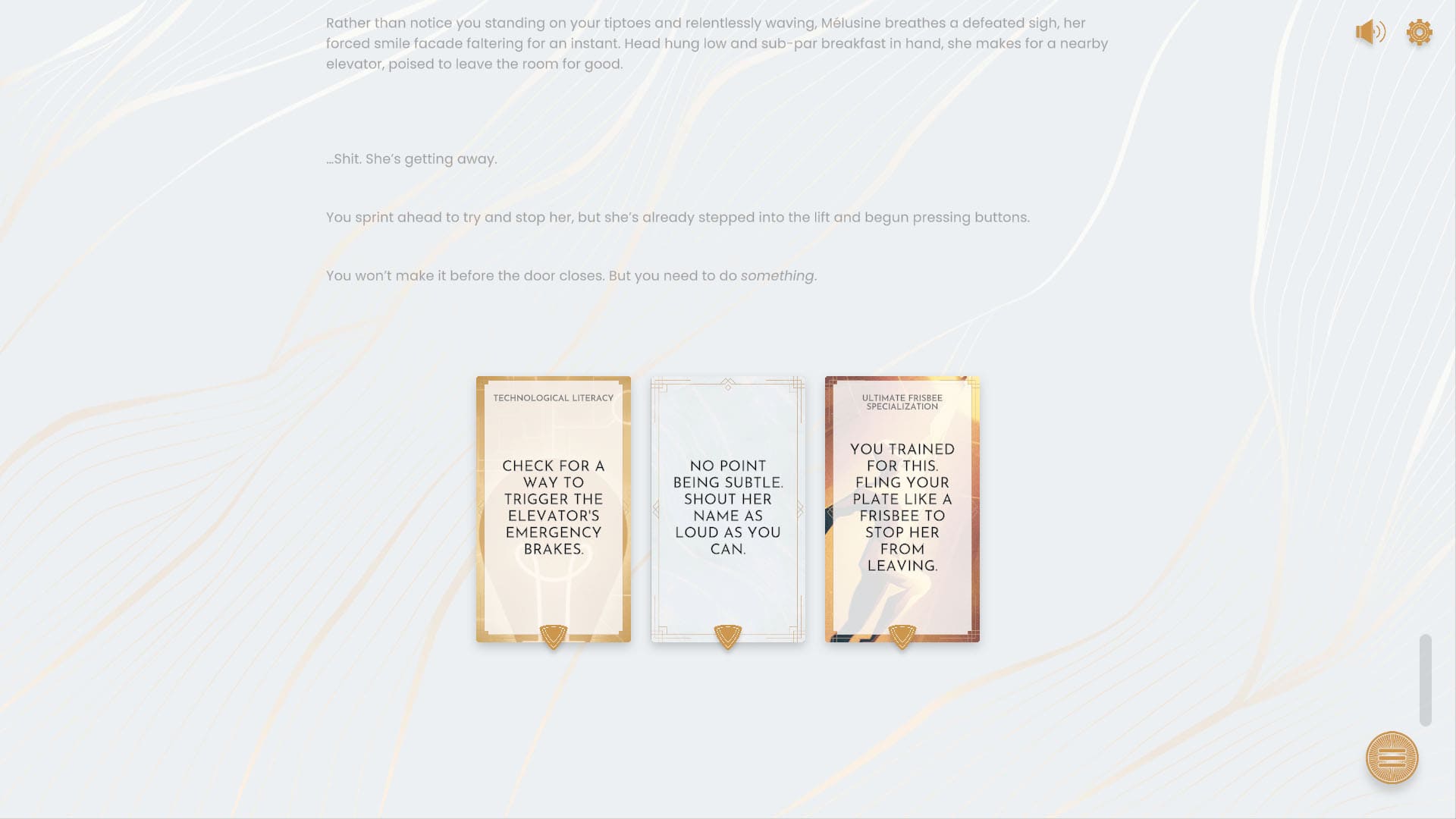 A screenshot of a story choice in Inhuman Resources