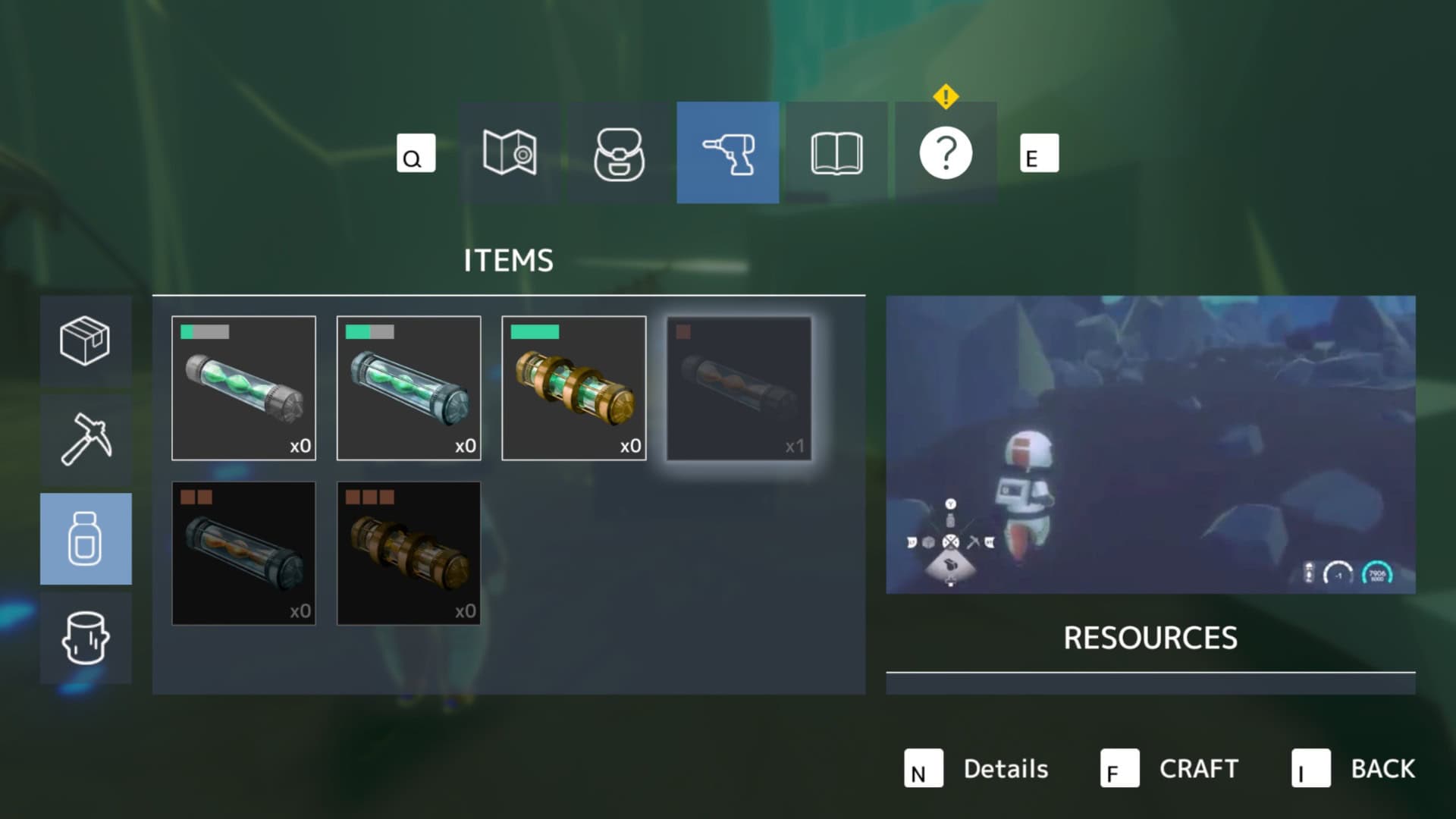 Nova Antarctica inventory menu