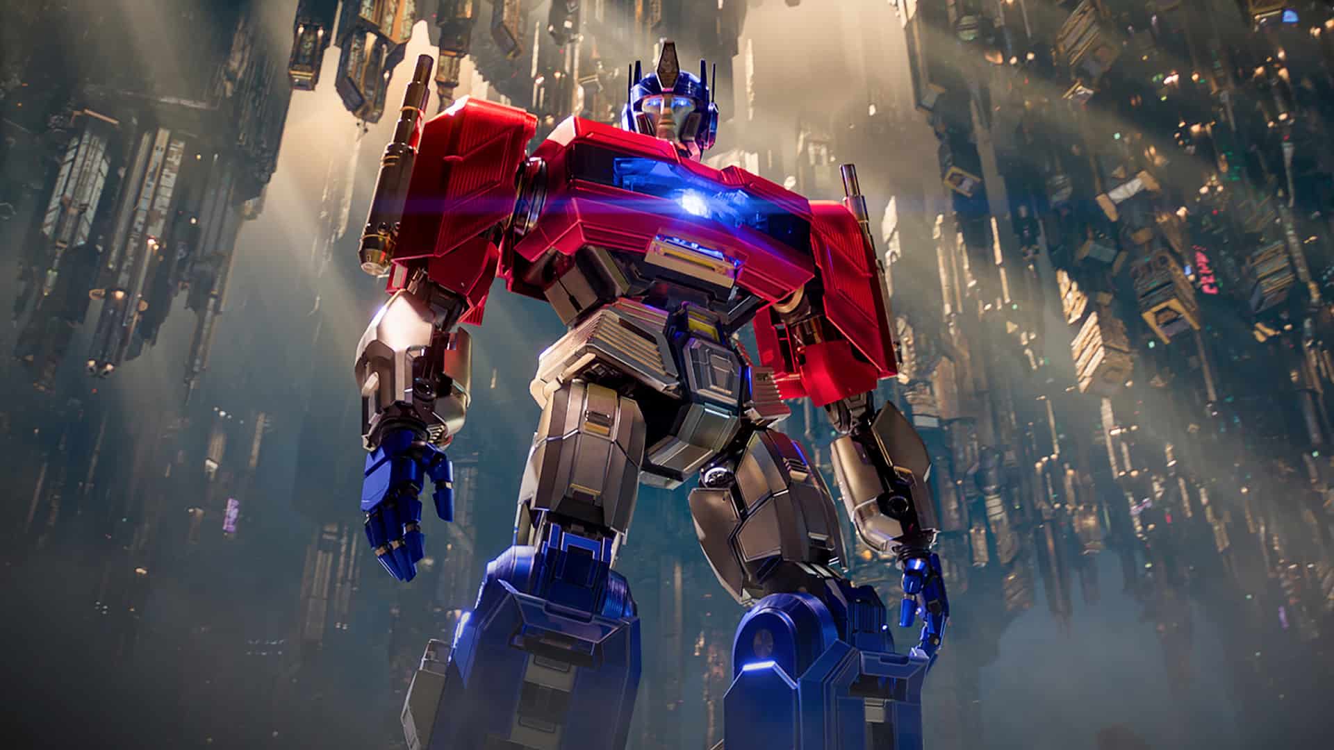 Transformers One screenshot showing Optimus Prime's full reveal