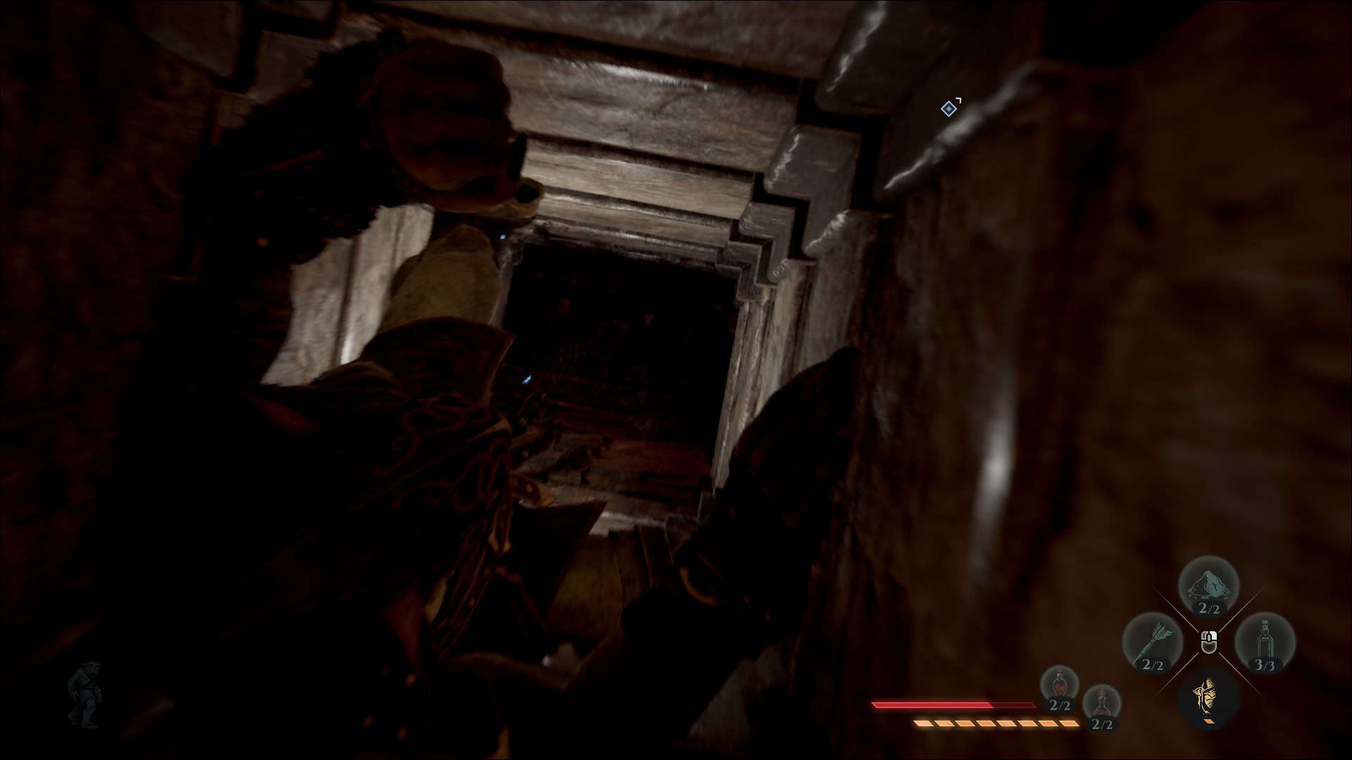 Styx sliding down a chimney