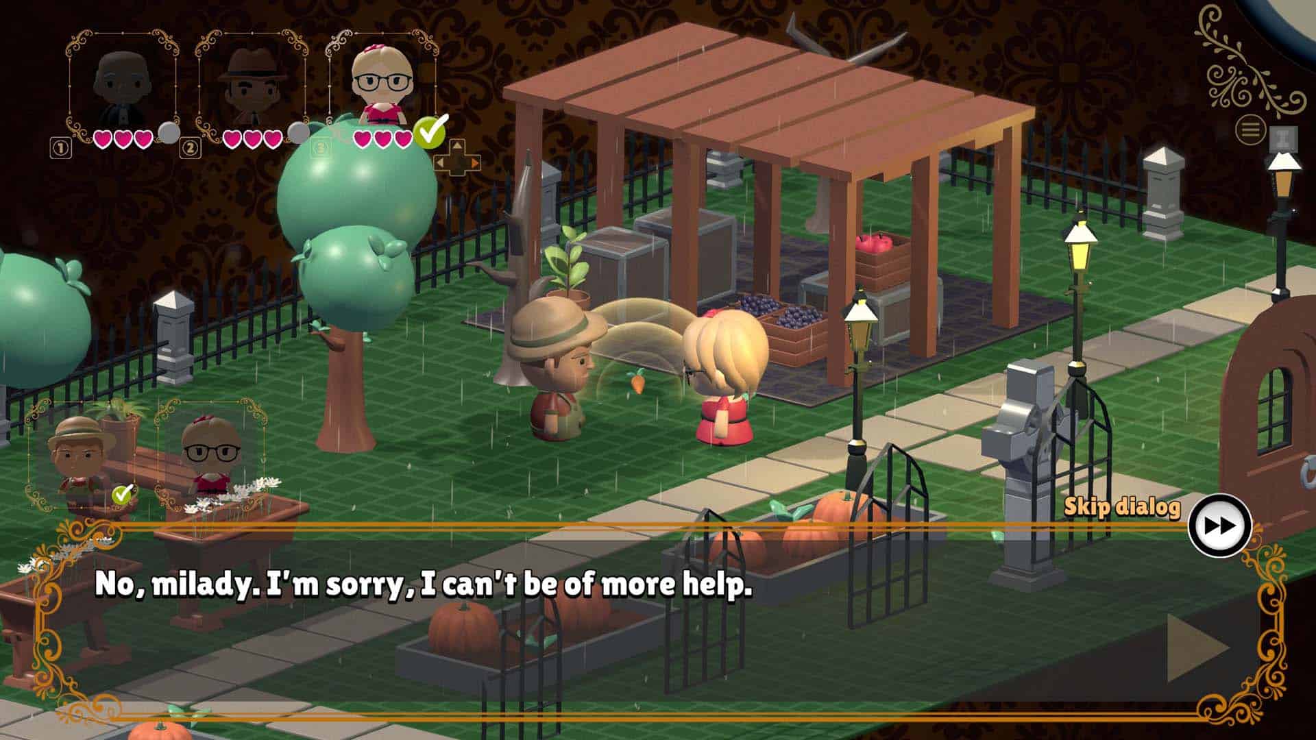 Speaking to the gardener in Clue: Murder By Death