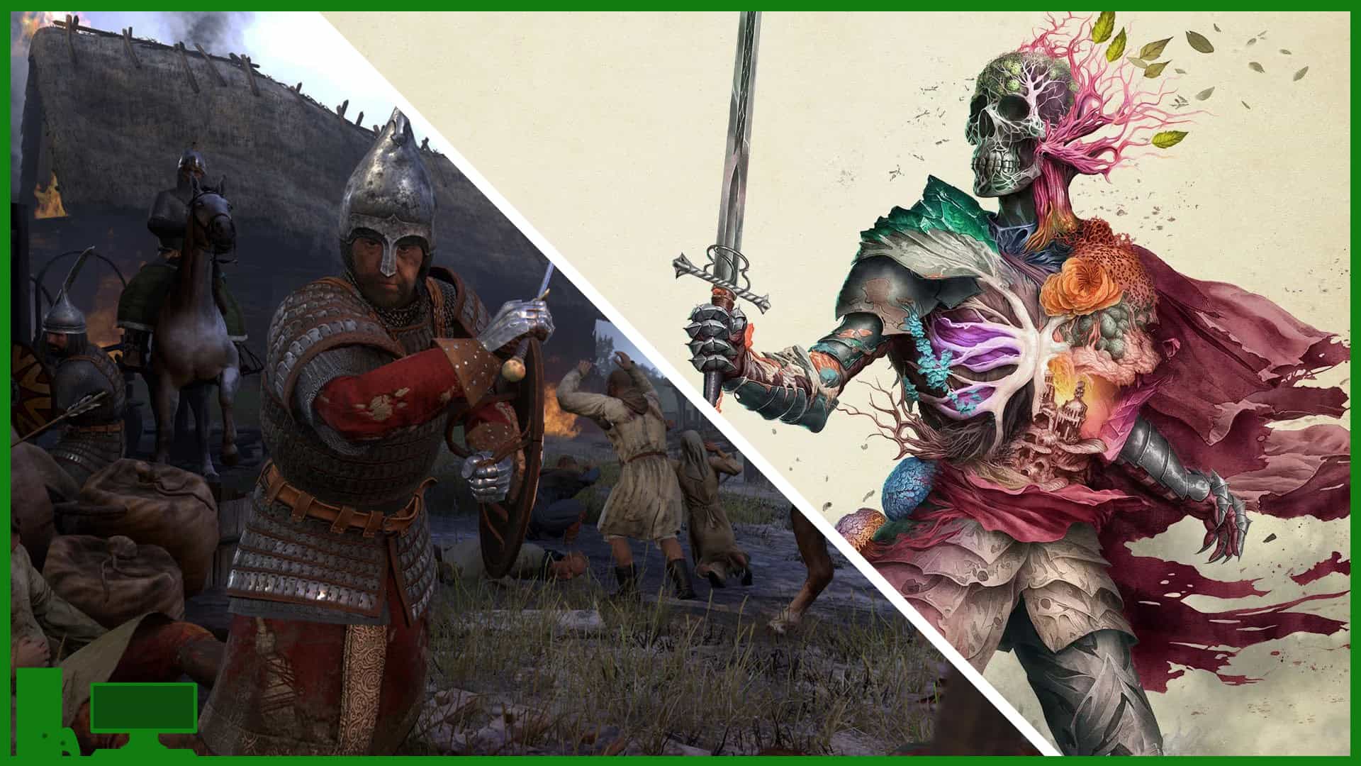 Game Pass update with Kingdom Come Deliverance on one side and Avowed key on the other