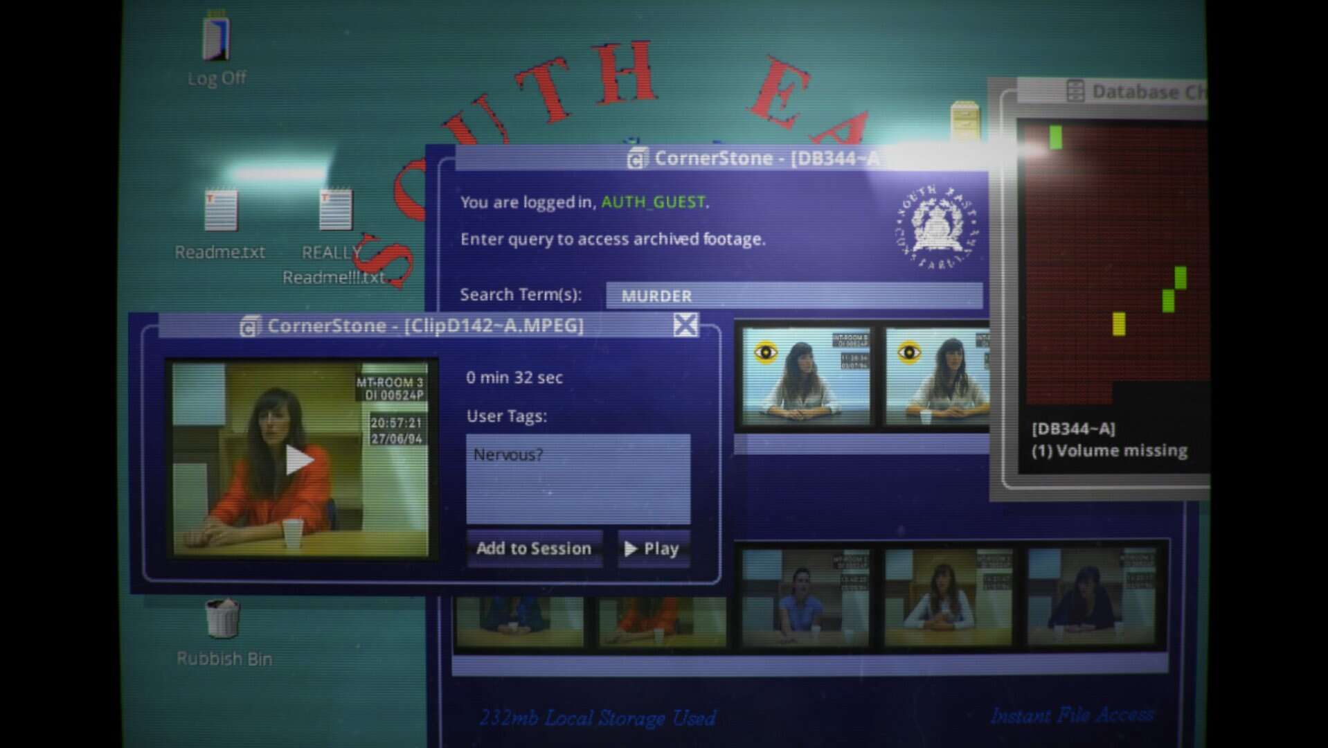 A screenshot from the game Her Story