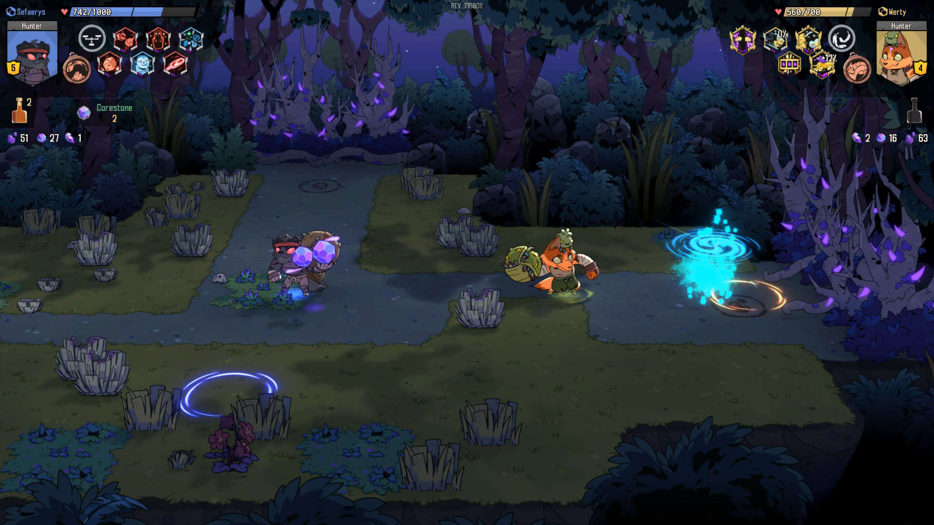 A co-op session with two dog-like characters