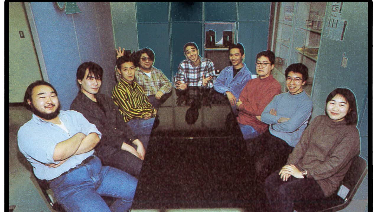A photo from 1996 of the Pokemon development team at GameFreak.
