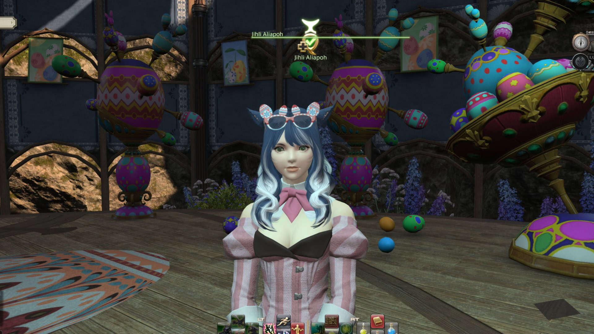 Final Fantasy 14 Stylish Dreamer among egg-themed decorations