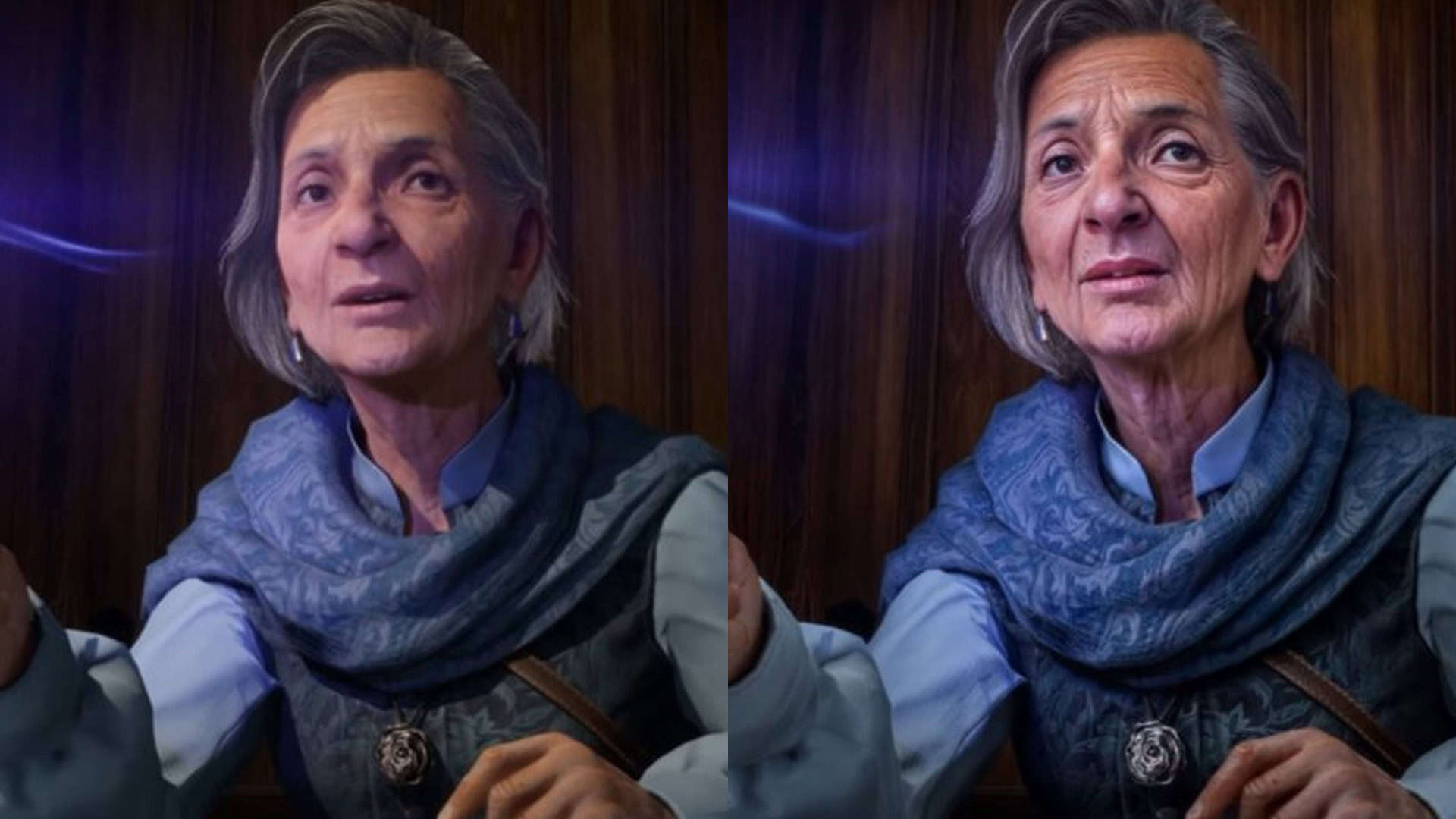Side-by-side Nvidia DLSS 5 comparison of Hogwarts Legacy