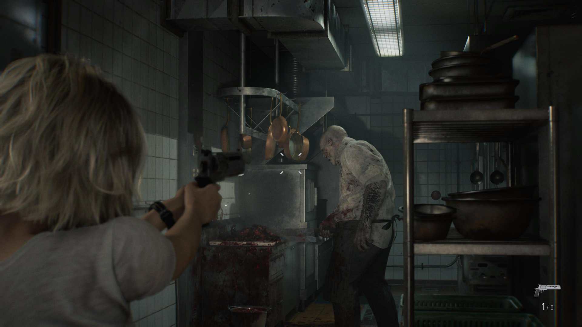 A screenshot of a chef zombie in Resident Evil Requiem.