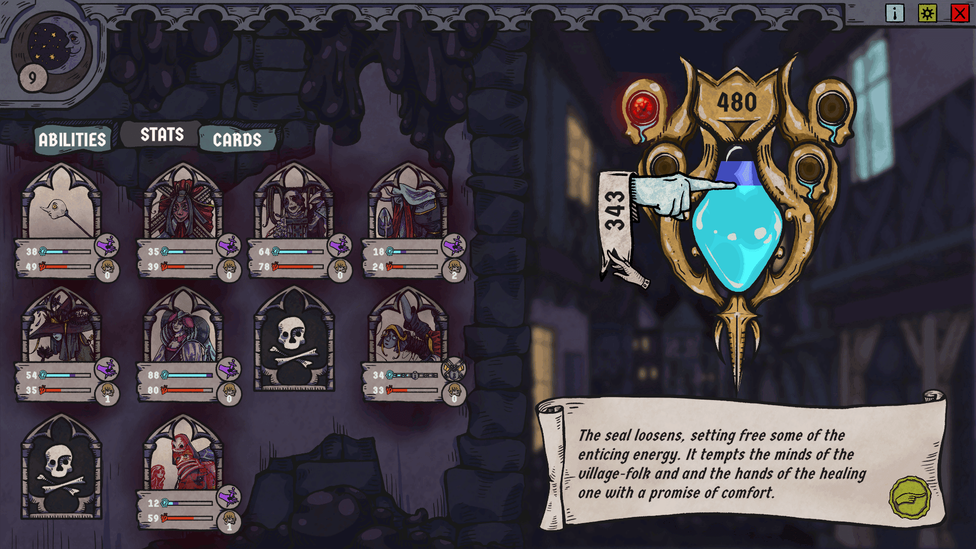 A screenshot of Bloodletter's nighttime gameplay.