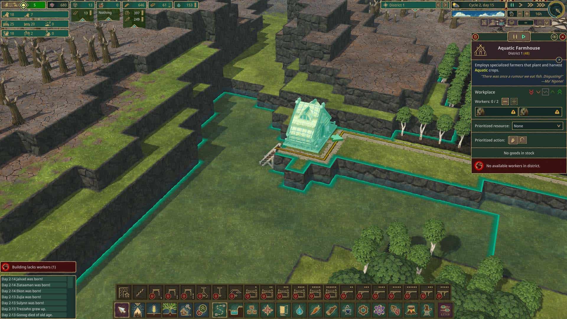 The Aquatic Farmhouse crop area in Timberborn.