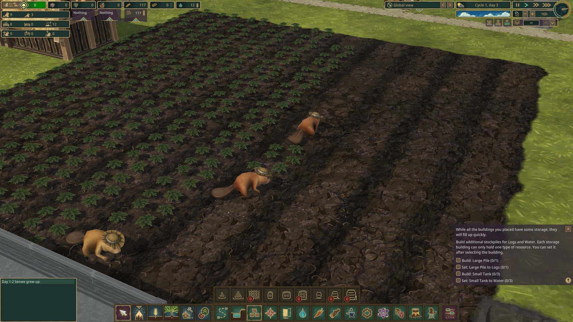 Starting a carrot farm in Timberborn.