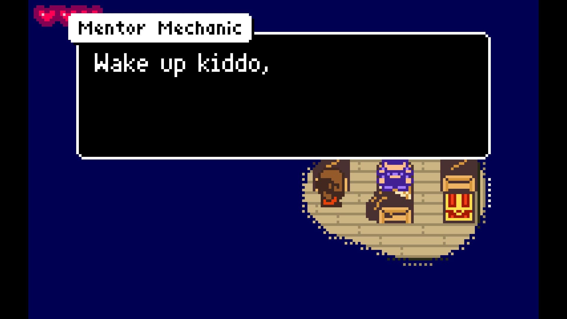 The engineer being woken up in the darkness by his mentor holding a lantern