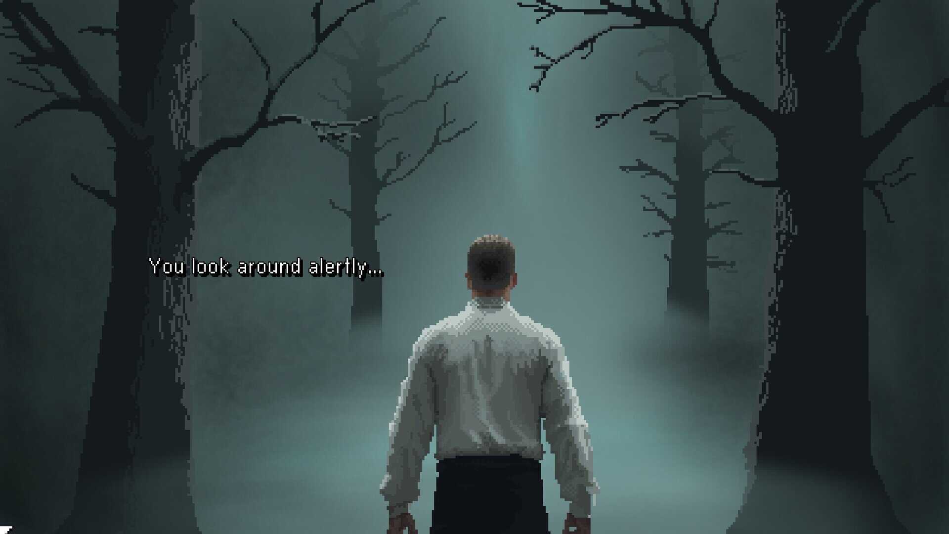 A screenshot of a man in a forest in Cult Vacui