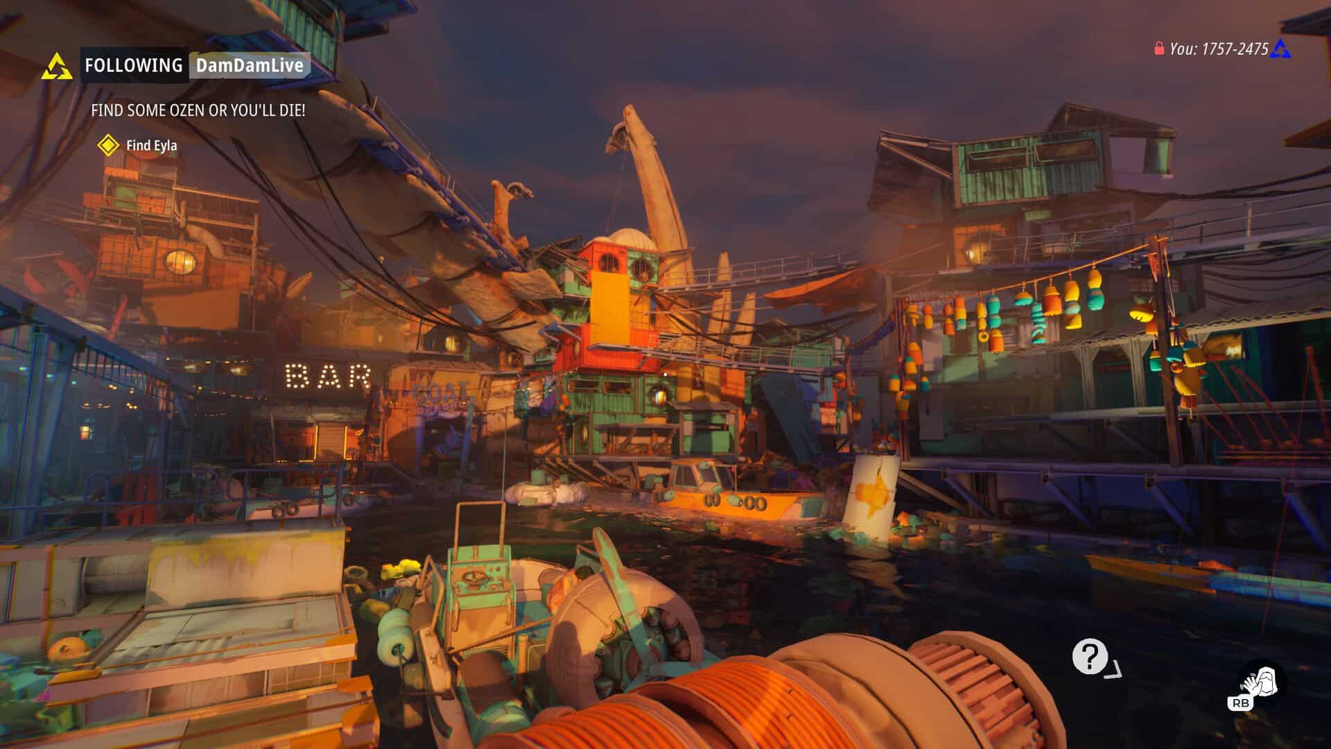 A plastic barge world as seen from a boat.
