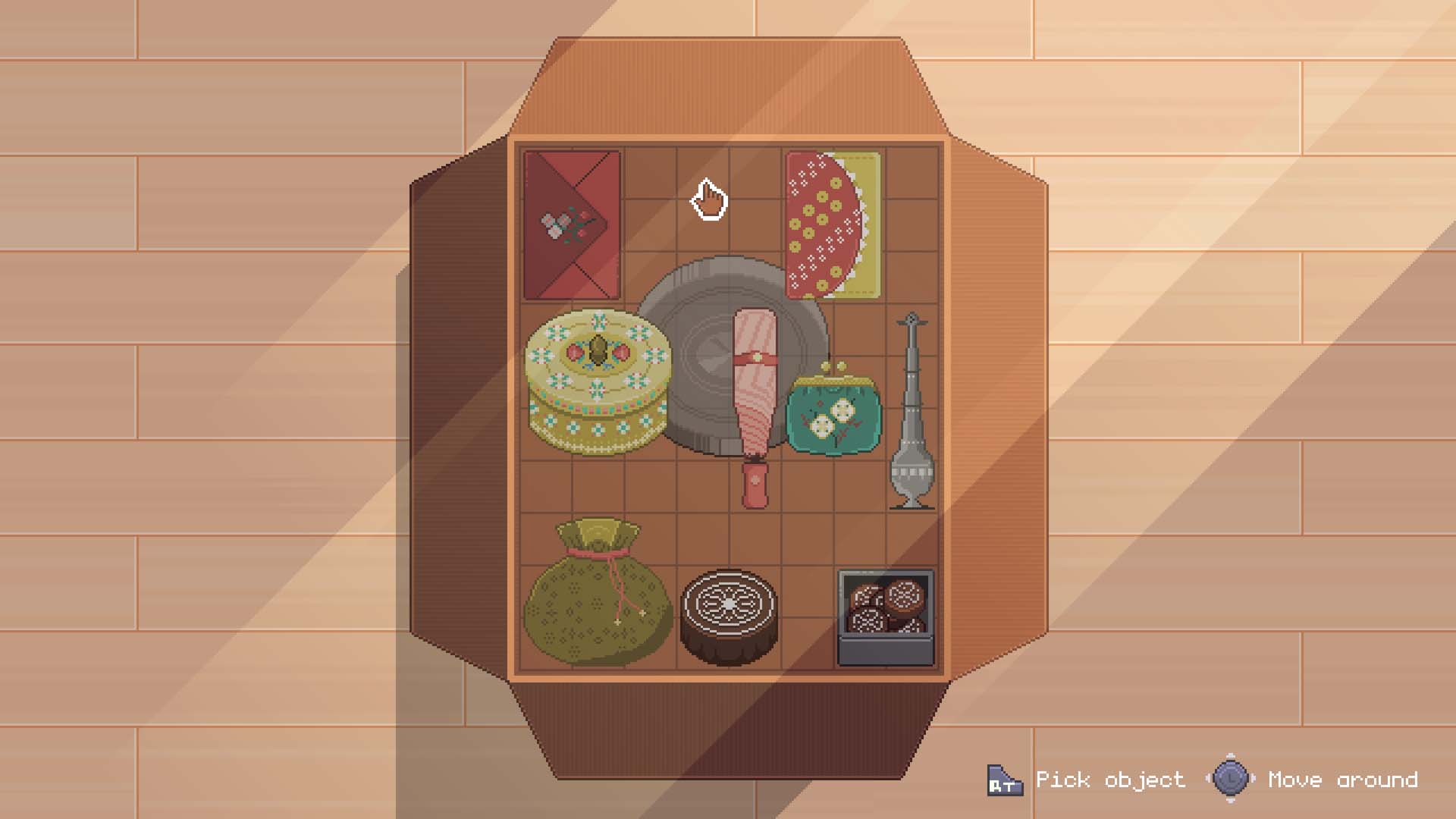 A sorting box puzzle in Fishbowl.