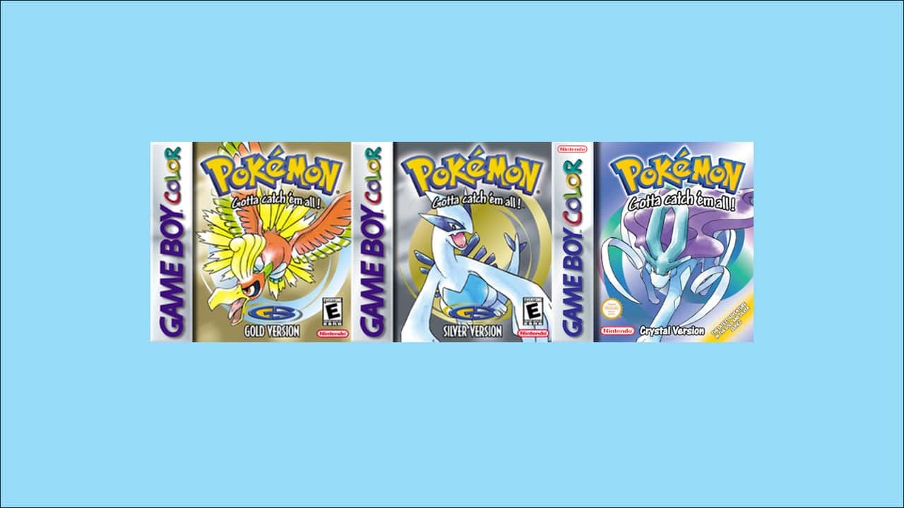 The cover art for Pokemon Gold, Silver, and Crystal.