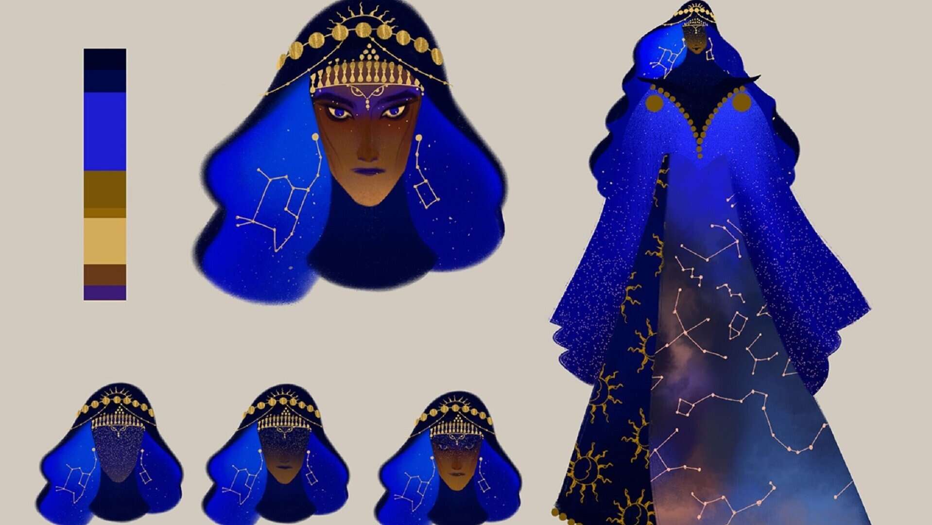 Concept art of the Widow, the face becoming more star-like or faded