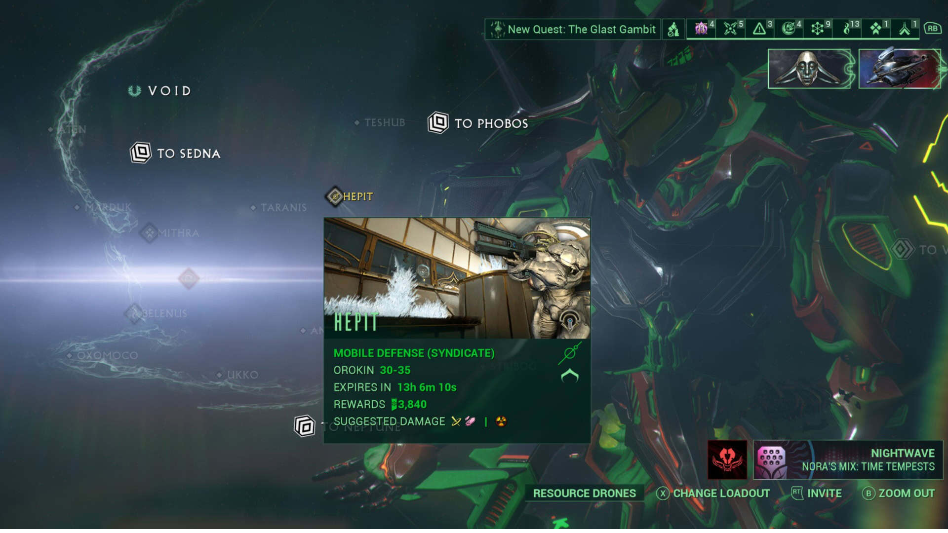 Warframe Navegation Menu