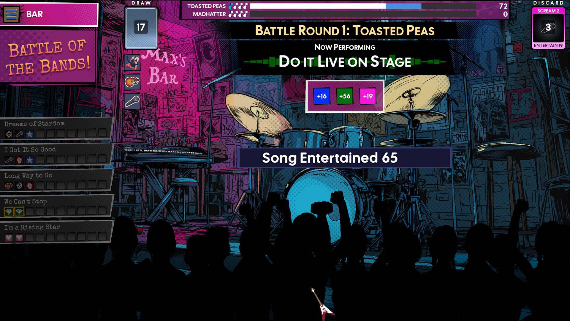 Playing a song during Shady O’Grady’s Overnight Sensation