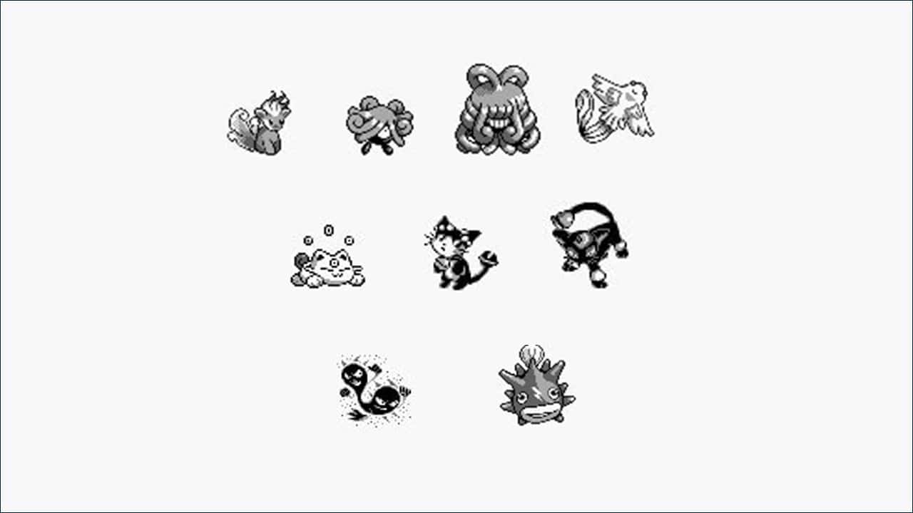 Some unused Pokemon designs from Generation 2 including a pre-evolution for Meowth and an evolution for Qwilfish. 