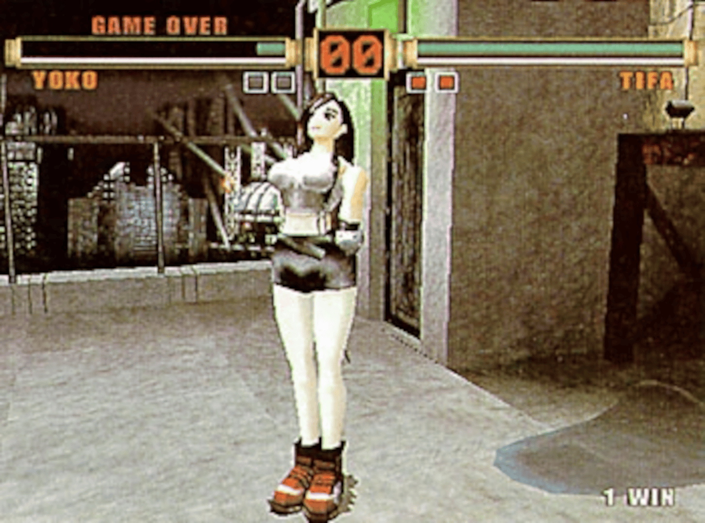 Tifa Lockhart's win pose from Ehrgeiz, God Bless the Ring