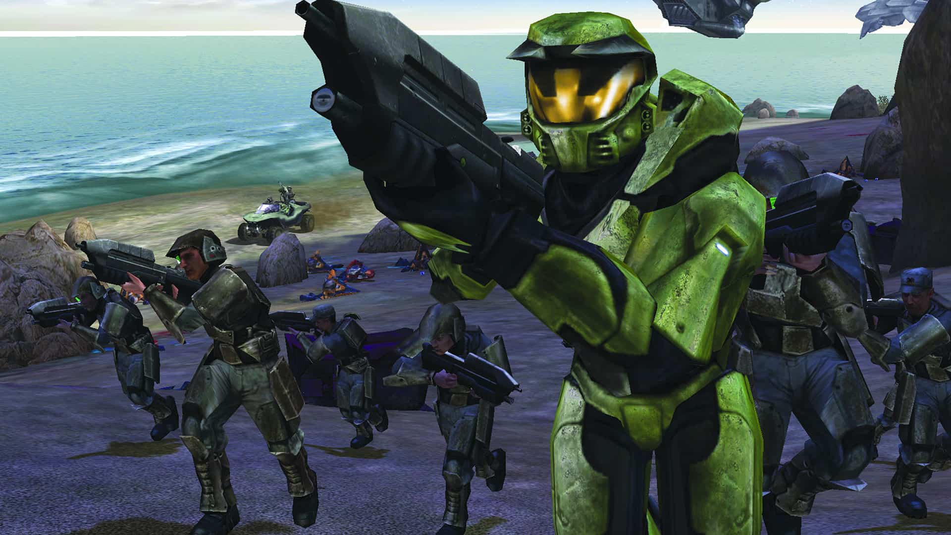 The Master Chief leads Marines into battle against the Covenant