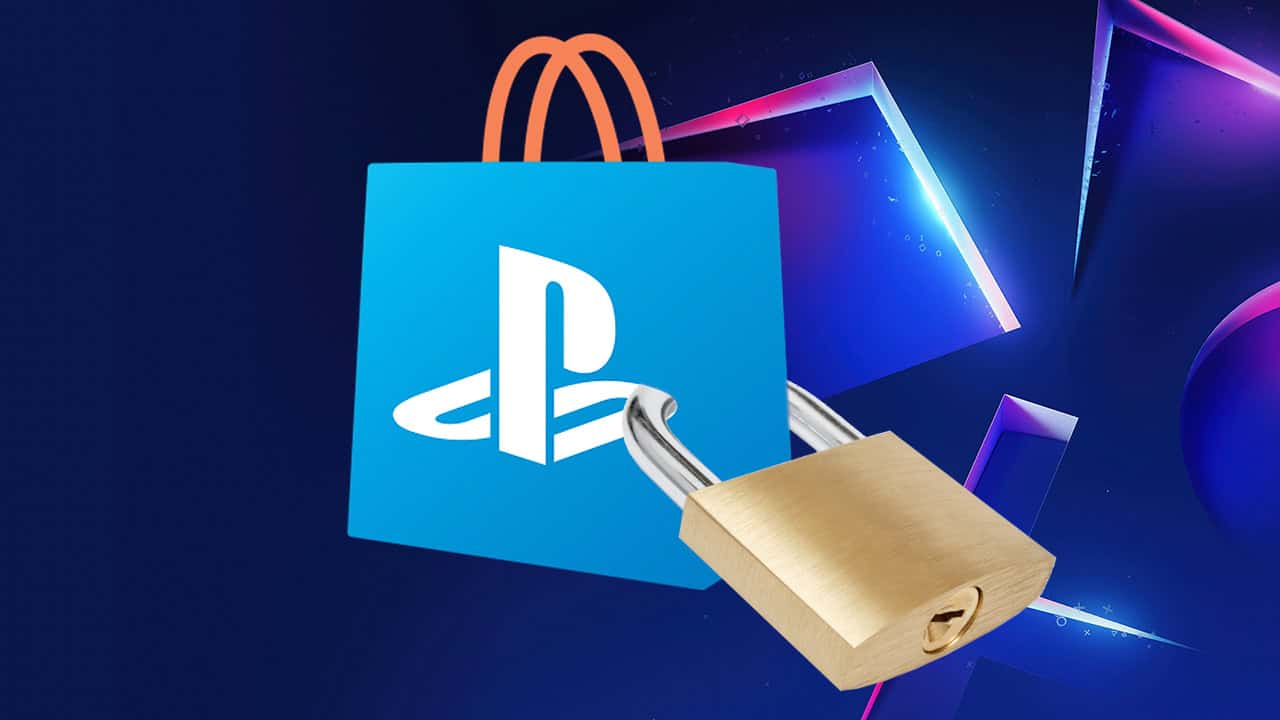 An image of PlayStation Network logo being locked by a padlock