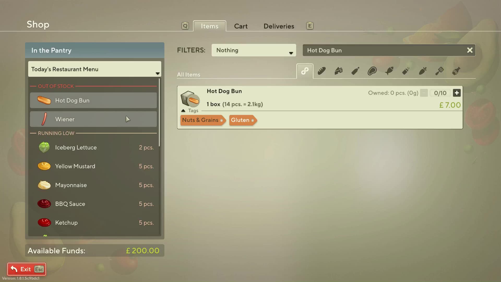 Ingredients Shop Cooking Simulator 2
