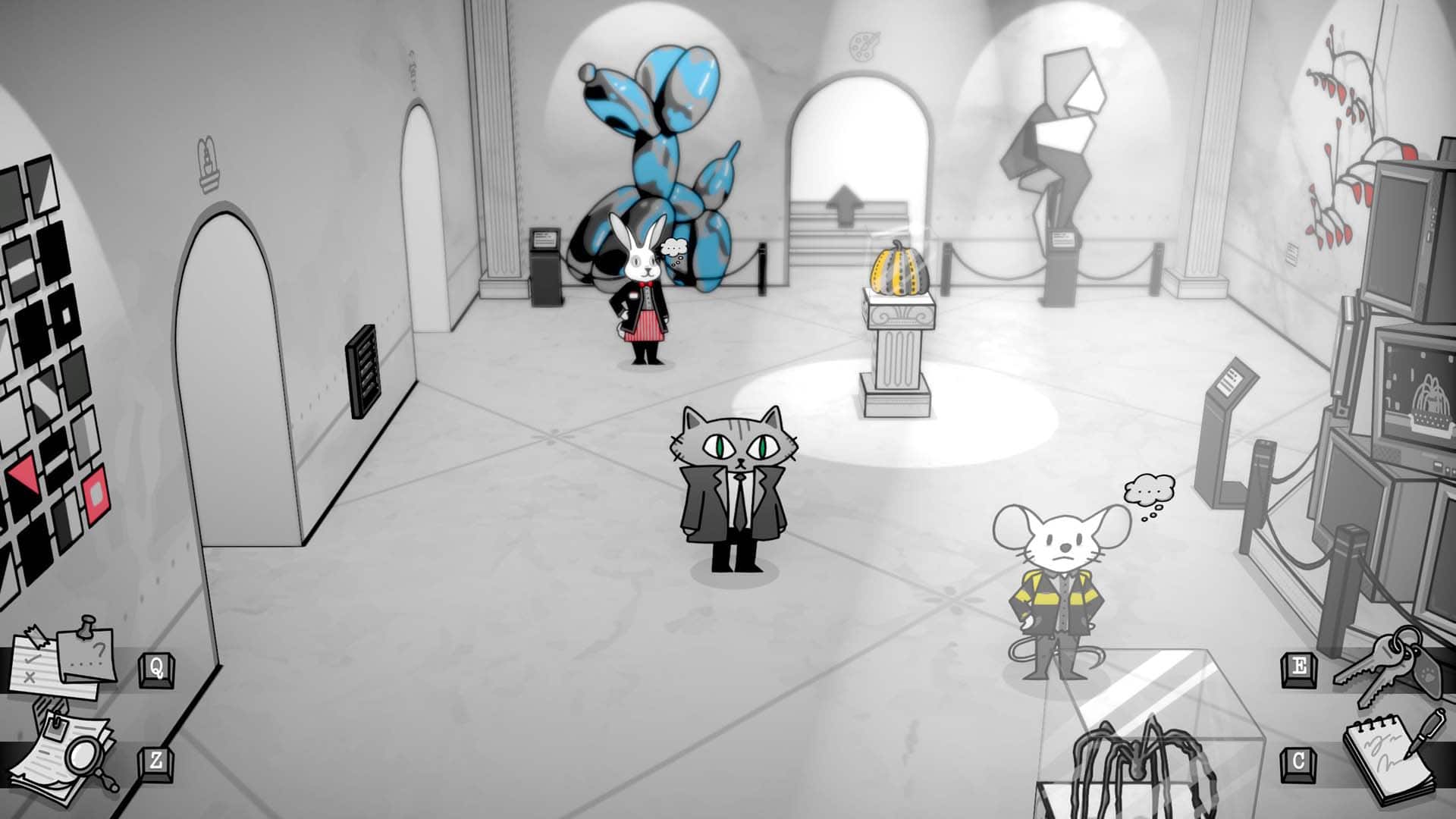 The main character exploring the museum in Feline Forensics And The Meowseum Mystery.